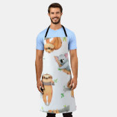 手水絵を描色のトロピカルカットなアニメ エプロン (着用した状態)