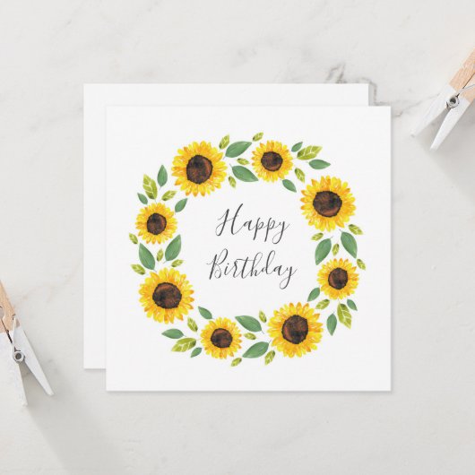 手水絵を描色ひまわりリース カード (正面/裏面インサイチュ)