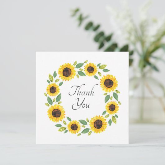 手水絵を描色ひまわりリース サンキューカード (スタンド正面)