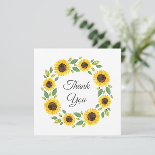 手水絵を描色ひまわりリース サンキューカード (スタンド正面)