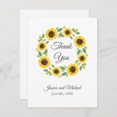 手水絵を描色ひまわりリース サンキューカード (正面/裏面)