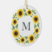 手水絵を描色ひまわりリース セラミックオーナメント (右)