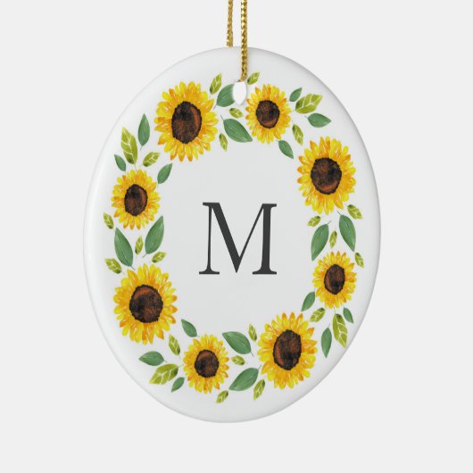 手水絵を描色ひまわりリース セラミックオーナメント (右)