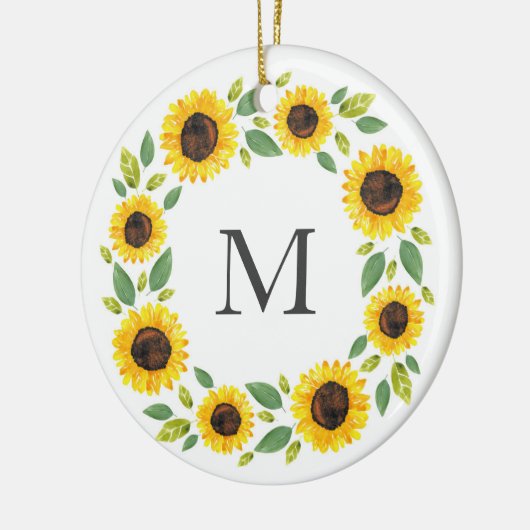 手水絵を描色ひまわりリース セラミックオーナメント (左)