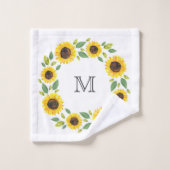 手水絵を描色ひまわりリース バスタオルセット (ウォッシュタオル)