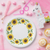 手水絵を描色ひまわりリース ペーパープレート (パーティー)