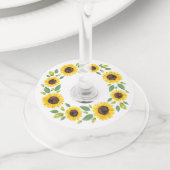 手水絵を描色ひまわりリース ワイングラスタグ (クローズアップ)