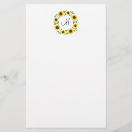 手水絵を描色ひまわりリース 便箋