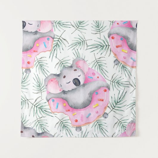 手水絵を描色コアラトロピカ タペストリー (正面)