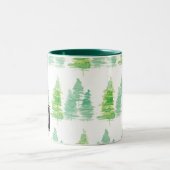 手水色の松の木クリスマス ツートーンマグカップ (中央)