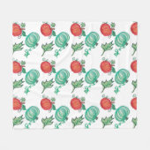 手水色の緑のオエレガントレンジカボチャ フリースブランケット (正面(横))