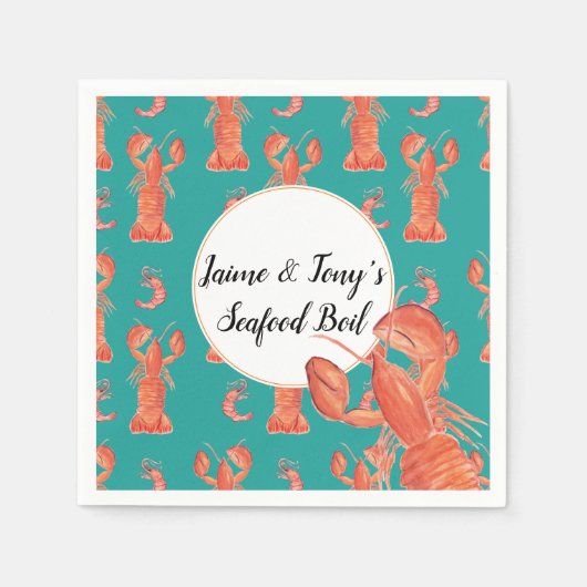 手水色シーフードボイルロブスターエビ スタンダードカクテルナプキン (正面)