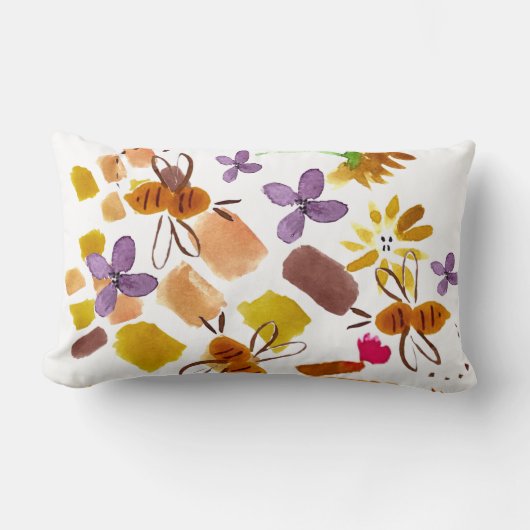 手水色フローライエロービー絵画ズ ランバークッション (正面)