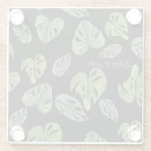 手水色モンステラアダンソニリーフ結婚ズ ガラスコースター (裏面)