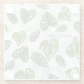 手水色モンステラアダンソニリーフ結婚ズ ガラスコースター (裏面)