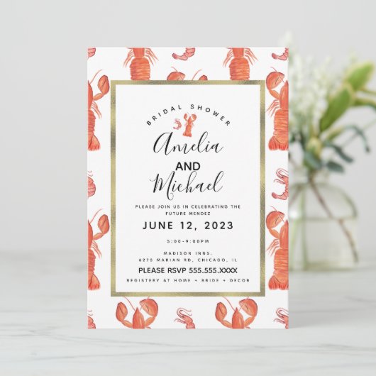 手水色ロブスターエビのクロウフィッシュブライダル 招待状 (スタンド正面)