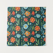 手水色図解入りの、写真付きのの花模様 タペストリー (正面(横))