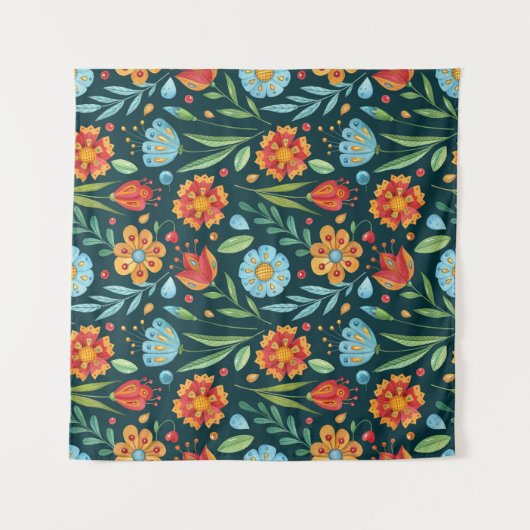 手水色図解入りの、写真付きのの花模様 タペストリー (正面)