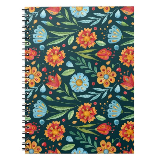 手水色図解入りの、写真付きのの花模様 ノートブック (正面)