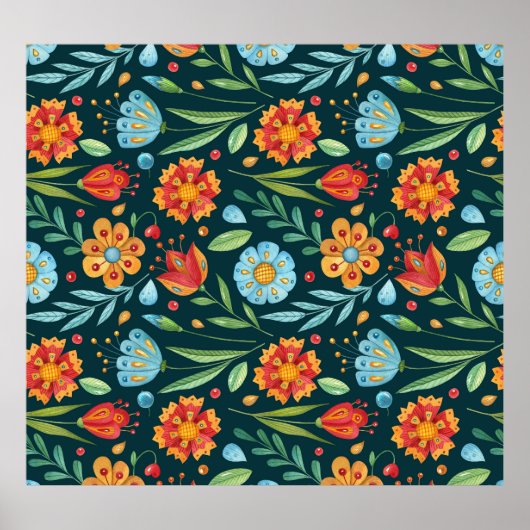 手水色図解入りの、写真付きのの花模様 ポスター (正面)