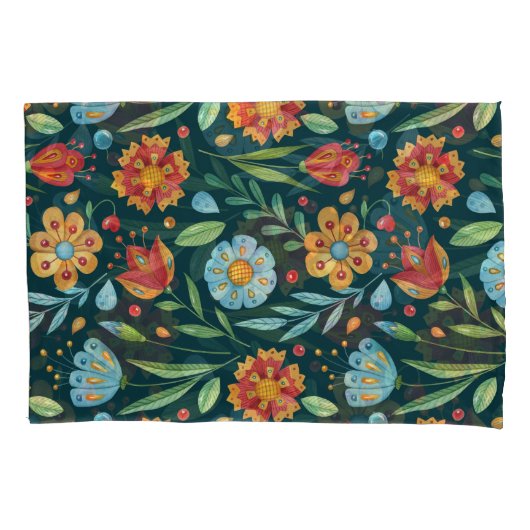 手水色図解入りの、写真付きのの花模様 枕カバー (正面)