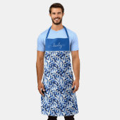 手水色彩の鮮やか色インキパターン エプロン (着用した状態)