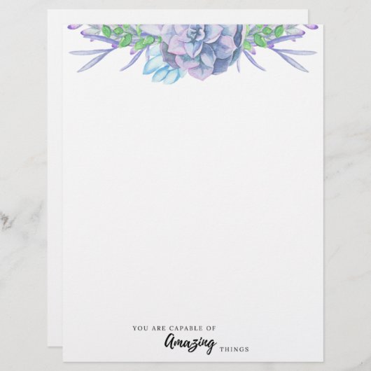 手水色絵を描多肉無地紙 (正面/裏面)