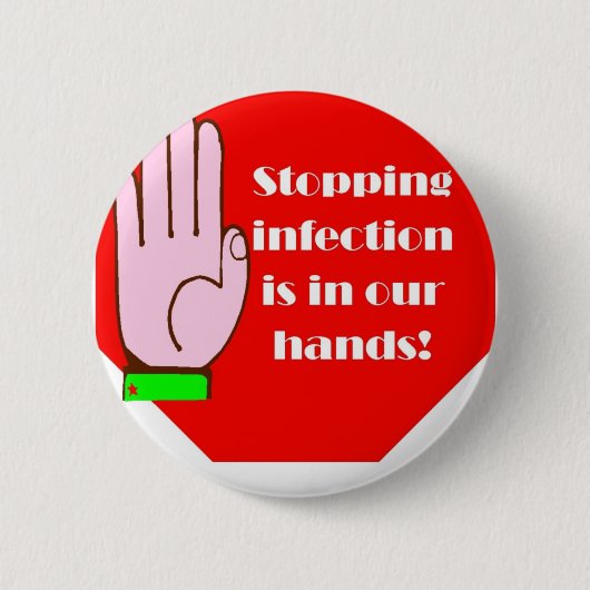 手洗いするボタン 缶バッジ (正面)