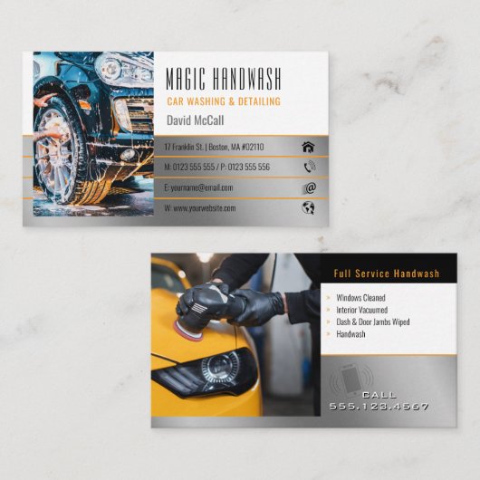 手洗いサービス |洗車 名刺 (正面/裏面)