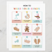 手洗いステップスクールポスターキッズとビジュアル (正面/裏面)