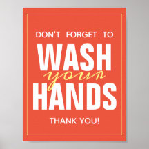 手洗い明るいオレンジ色のタイポグラフィ