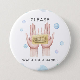 手洗い  水彩イラストレーションボタン 缶バッジ