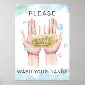 手洗い |水彩イラストレーション ポスター (正面)
