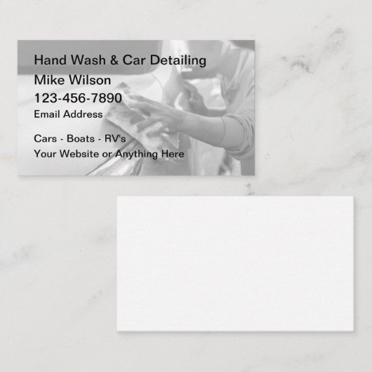 手洗車と自動車の詳細名刺 名刺 (正面/裏面)