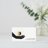 *~*手照明黒金ゴールド月月宇宙 名刺 (スタンド正面)