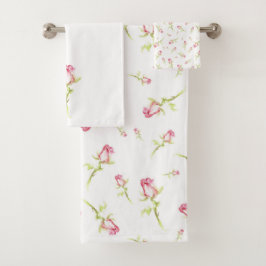 手独身の色彩の鮮やか水色ピンクレッドローズ バスタオルセット