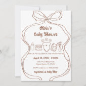 手男女兼用予測できな引き弓ベビーシャワー 招待状 (正面)