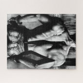 手男性へ描きのアート、男性用ボディービルダー ジグソーパズル (横)