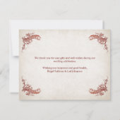 手異教の打ち結婚の サンキューカード (裏面)