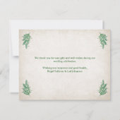 手異教の打ち結婚の サンキューカード (裏面)