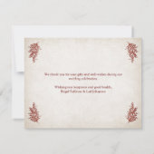 手異教の打ち結婚の サンキューカード (裏面)