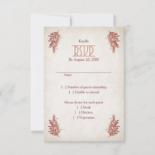 手異教の打ち結婚の 出欠カード (正面)