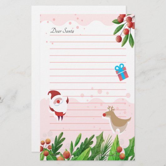 手紙からサンタクロースの休日 便箋 (正面/裏面)
