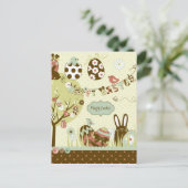 手紙が付いているイースター木そしてClothesline シーズンポストカード (スタンド正面)