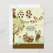 手紙が付いているイースター木そしてClothesline シーズンポストカード (正面/裏面)