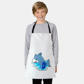 手紙で泳ぐイルカ エプロン (着用した状態)