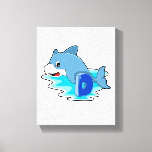 手紙で泳ぐイルカ キャンバスプリント (正面)