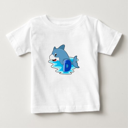 手紙で泳ぐイルカ ベビーTシャツ (正面)