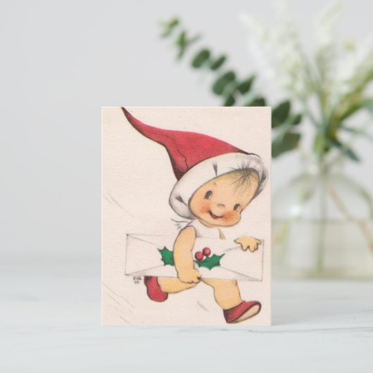 手紙とヴィンテージクリスマスボーイ シーズンカード (スタンド正面)