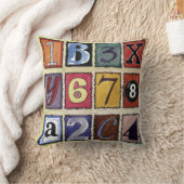 手紙と数字レトロ水彩枕 クッション (ブランケット)